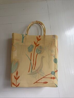 Vintage 90s Miu Miu Yellow Mesh Botanical Tote Bag Archive
